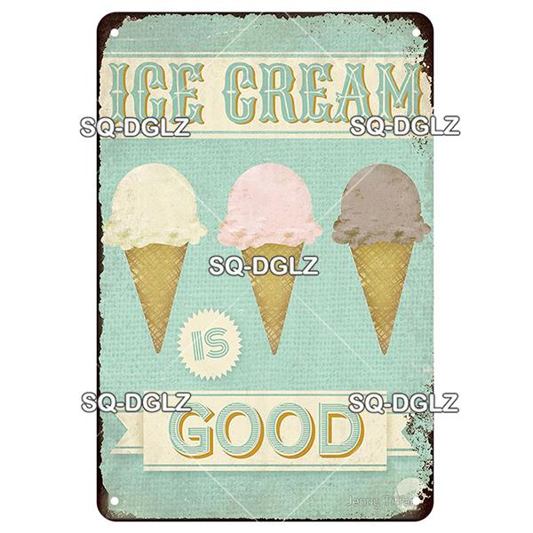 [SQ-DGLZ] Milkshake Metal Sign Vintage Plaque Tin Sign Wall Decoration Home Decor Bar Sign Home Decor Ice Cream Poster