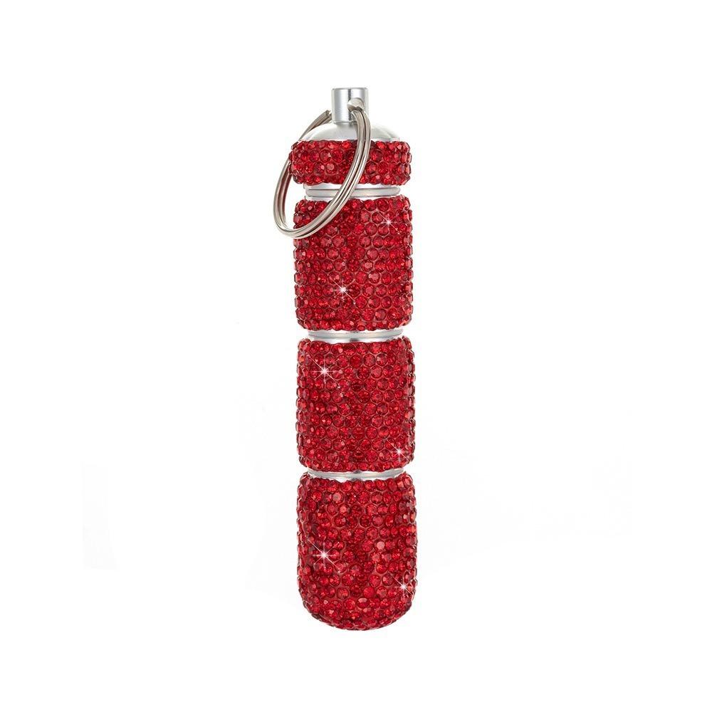 Portable Rhinestone Pill Container Mini Small Pill Holder Bling Pill Case Travel Organizer красный