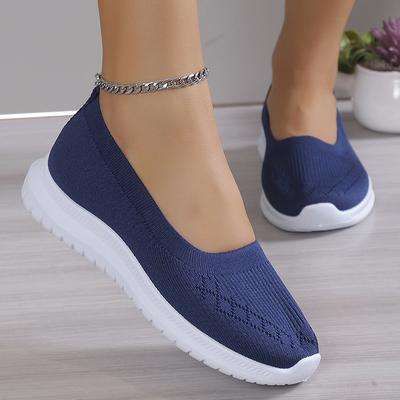 Zapatos Planos de Punto Transpirables de Moda para Mujer Verano Slip-On Mocasines de Suela Suave para Mujer Ligeros Casuales Zapatos de Malla para Caminar Talla Grande