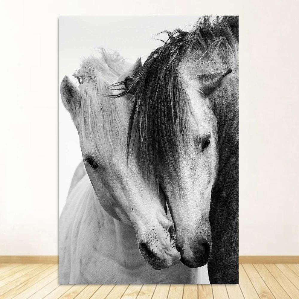 

Черно-белый портрет лошади, постер, печать на холсте, картина с изображением бегущих лошадей, настенное искусство, картина для декора комнаты в фермерском доме 50x70cm