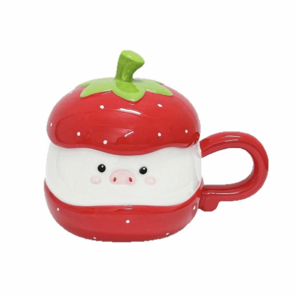 Cute Ceramic 3D Pig Mug Creative Strawberry Pig Breakfast Mug Cartoon Pig Mug Gift Giving