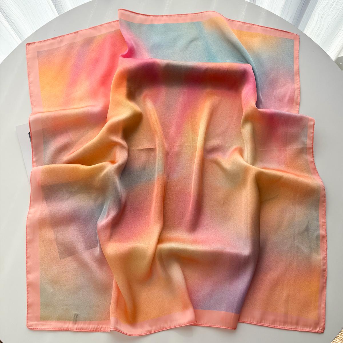 

Luxury Square Scarf For Women Elegant Ladies Hijab Soft Stain Neckerchief Bandanas Fashion Color Print Faux Silk Scarves Shawl