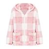 Women's Fashion Loose Plaid Loose Casual Long Sleeve Hooded  Cardigan Zipper Jacket