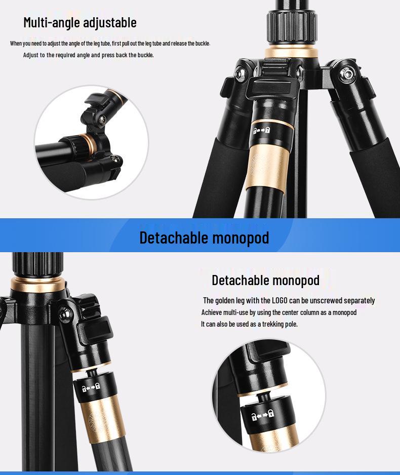 8-Light Edition Q222C Carbon Fiber DSLR Camera Tripod for Photography & Videography - Portable & Travel-Friendly