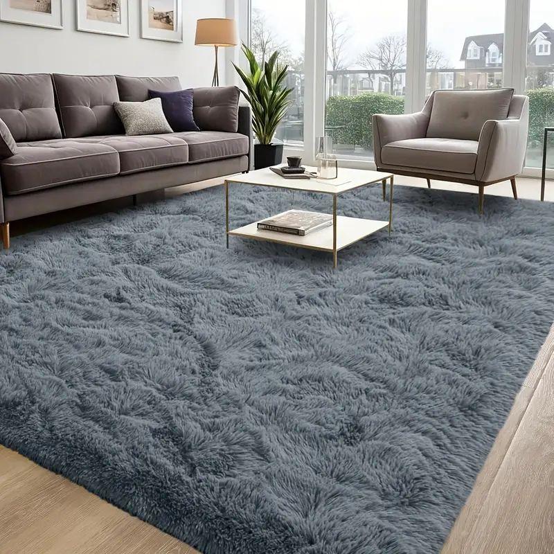 Luxury Square Fuzzy Rug Soft and Plush Anti-Slip Floor Mat for Living Room, Sofa, Bedroom, Wardrobe Room, Home Decoration