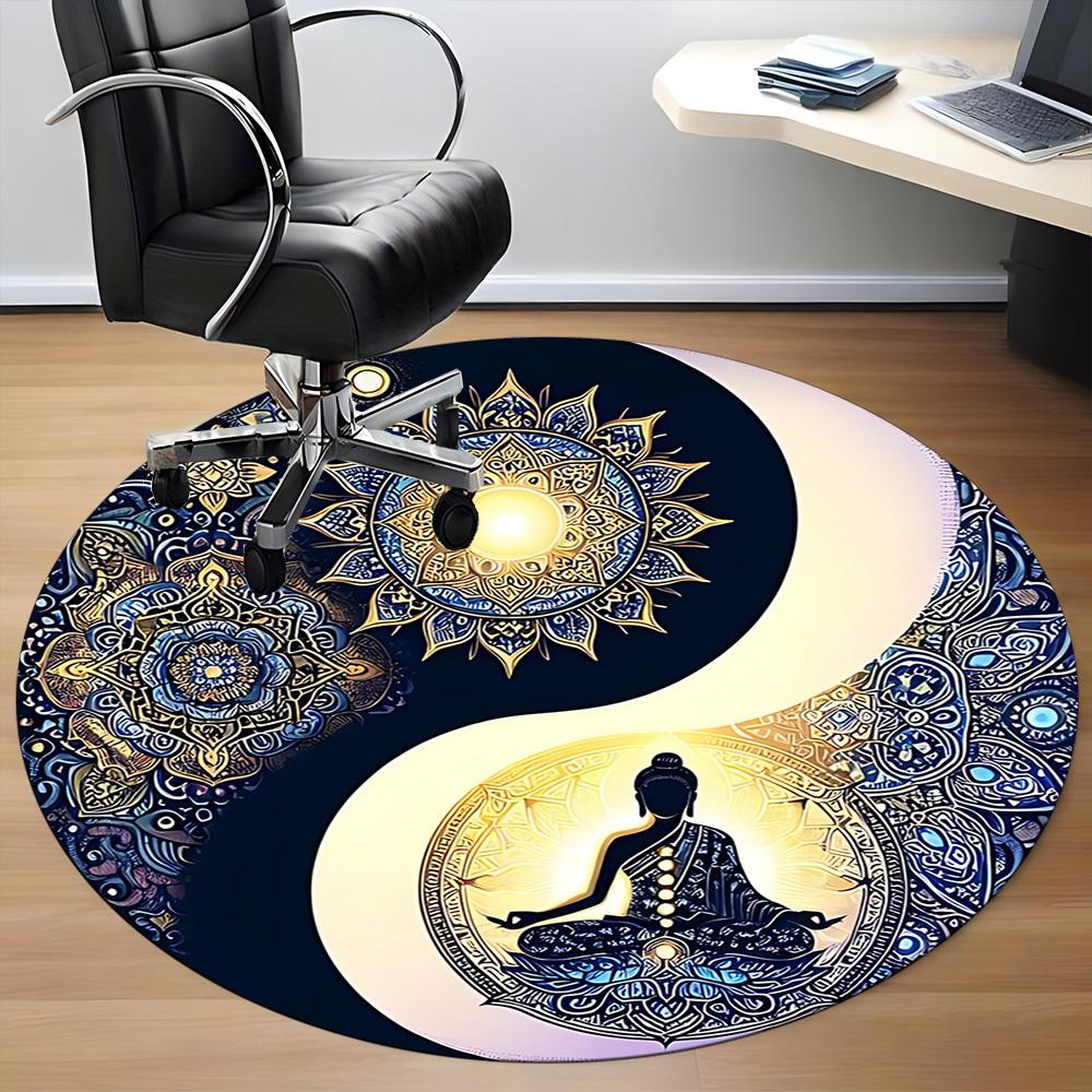 1pc Yin Yang Meditation Chair Carpet for Office Non-Slip, Machine Washable Rug for Office, Room - Holiday Decor, Machine Made yy251016074