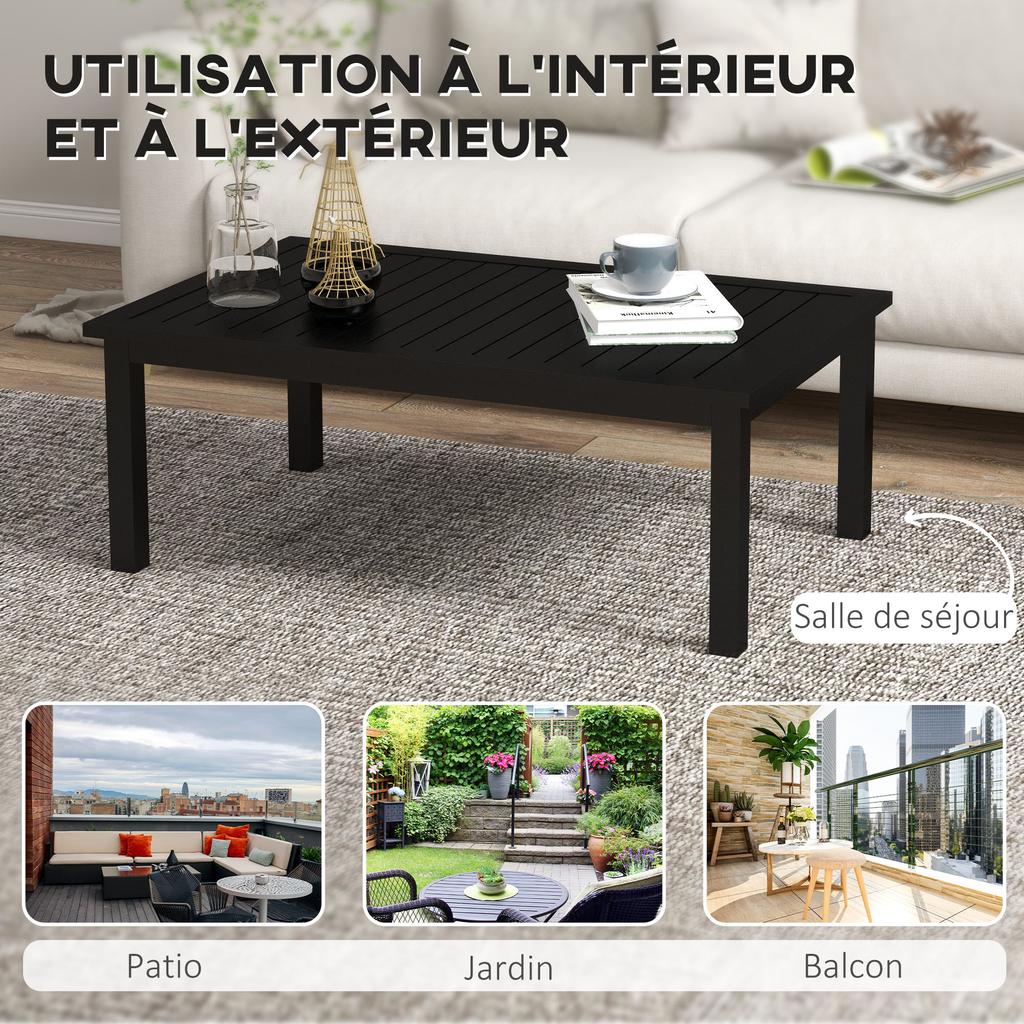 100cm x 60cm Aluminium Outdoor Kaffeetisch - Schwarz