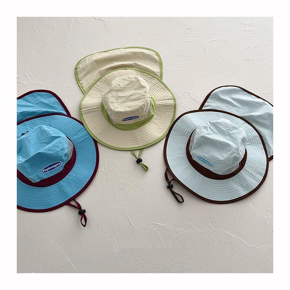Kids Quick Dry Wide Brim Bucket Hat With Cape Summer UV Protection Block Parent Child Outdoor Camping Sun Hat