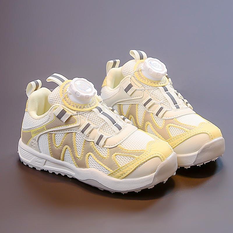 Girls' Sports Shoes 2025 New Autumn Children's Shoes Medium and Old Children's Rich Yellow Mesh Shoes Mesh Breathable Thin