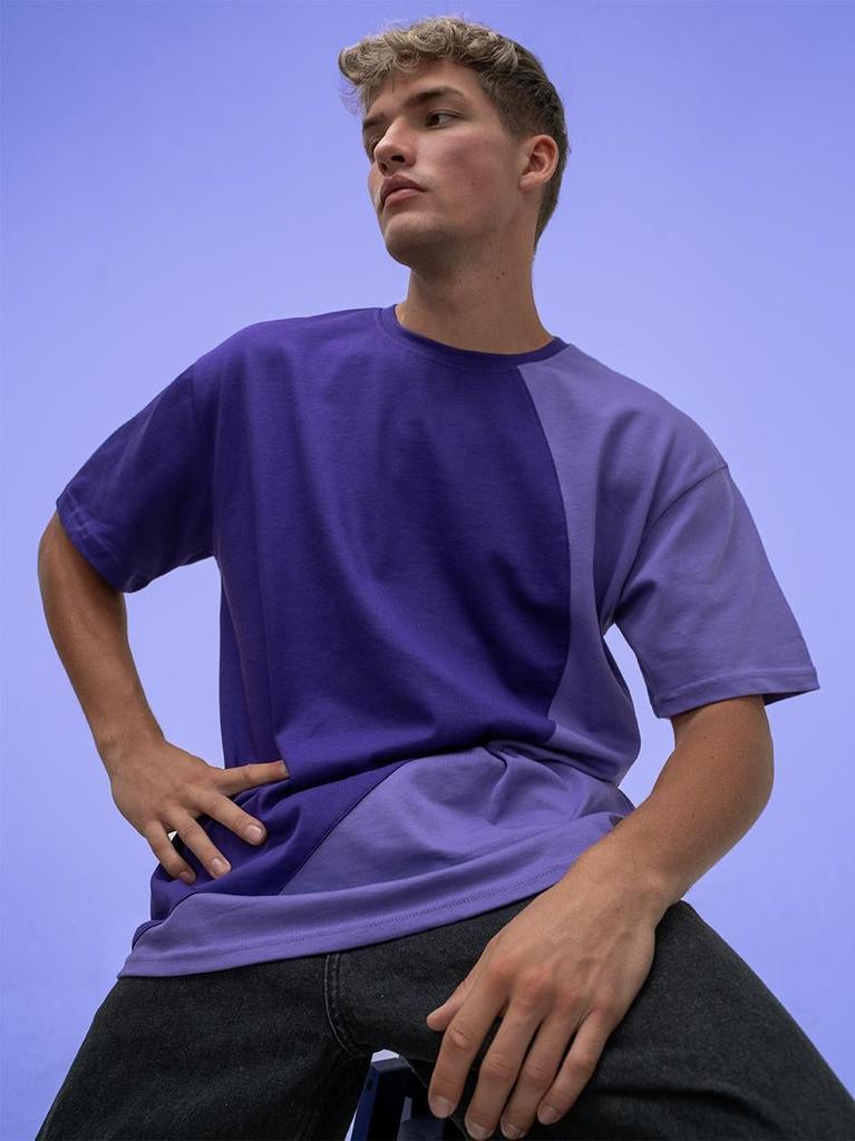 Men's Short Sleeve Oversize T-Shirt Purple / Light Purple GOOD LUCK Loopy M