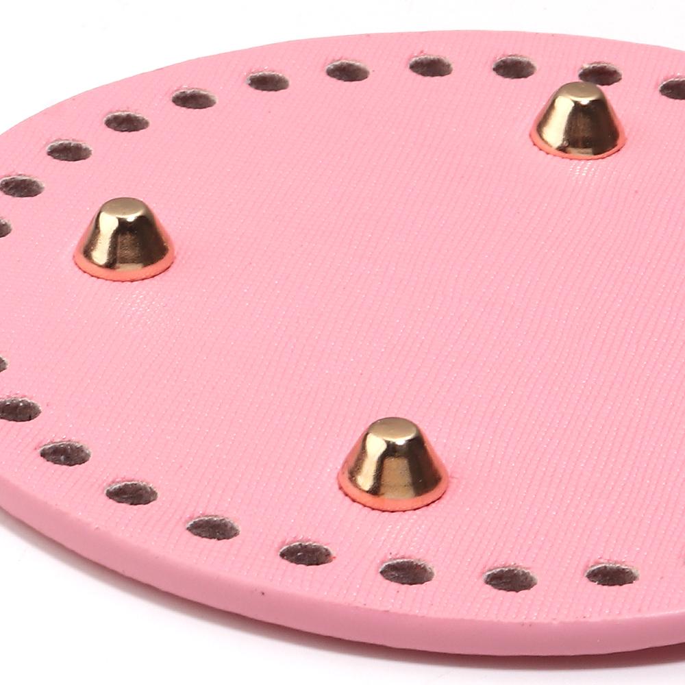 Pink Oval Round Bottom Long PU leather Bag Base With Holes For DIY Handmade Knitted Crochet Bags Universal Bottom Accessories