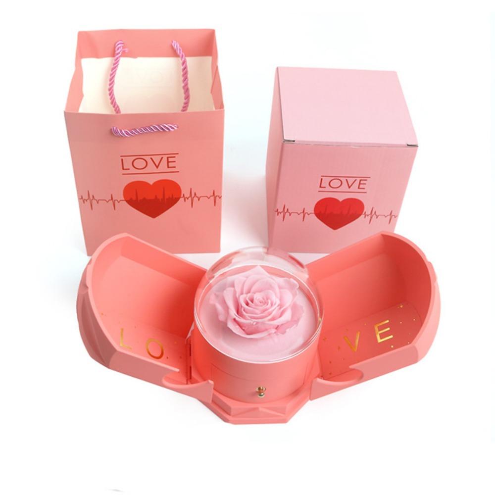 Decorative Rose Drawer Packaging Box Romantic Dried Flowers Necklace Box  Anniversary Present