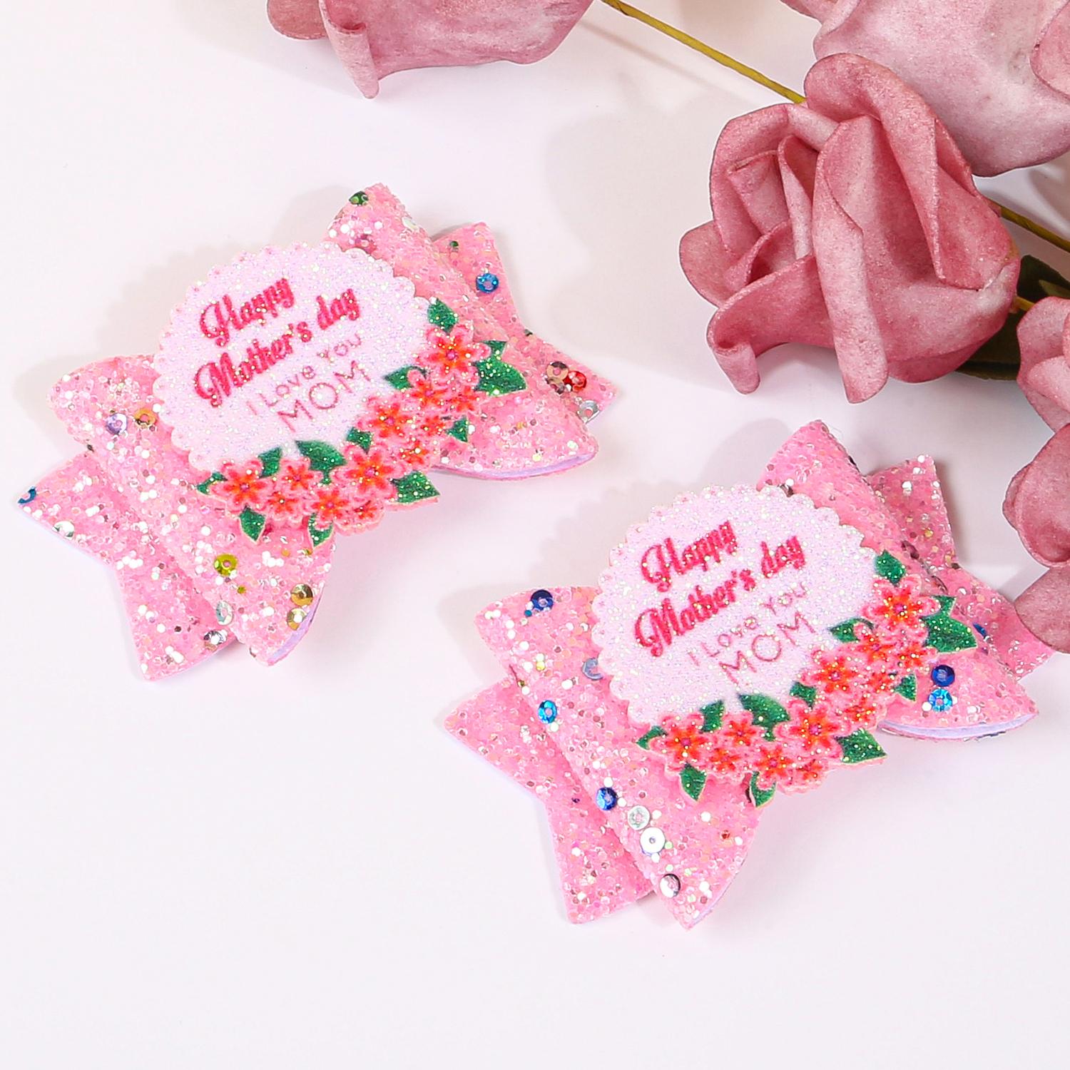 

1/8 шт. Блестящие банты для волос для женщин, ко Дню матери, заколки для волос в форме сердца, детские заколки-бантики для девочек, аксессуары для волос для вечеринки