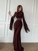 Spring Women's Elegant Flowy Long-Sleeve Dress - European American 2025 Style