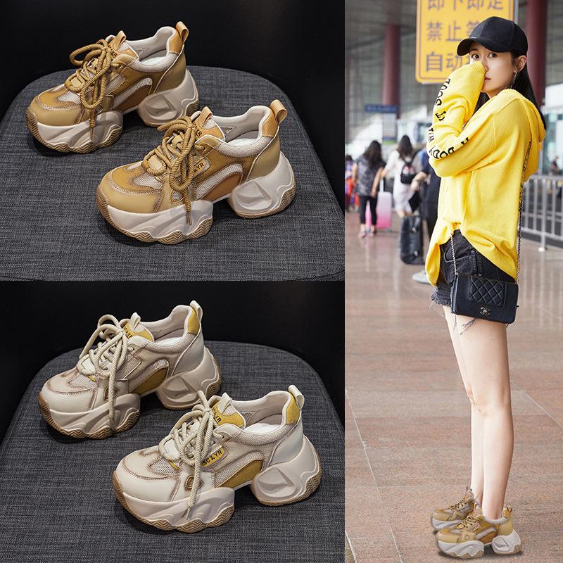 Daddy shoes girl 2025 new retro special color matching network casual fashion versatile comfortable platform running women's shoes