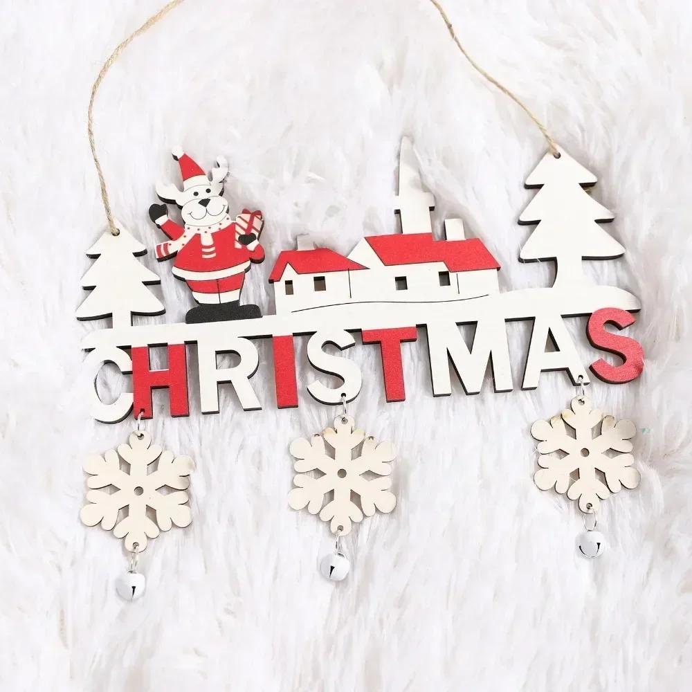 

2025 Wooden Christmas Tree Pendant New Arrival Christmas Decorations Door Hanging Crafts Xmas Tree Ornaments Navidad Gifts 1PC