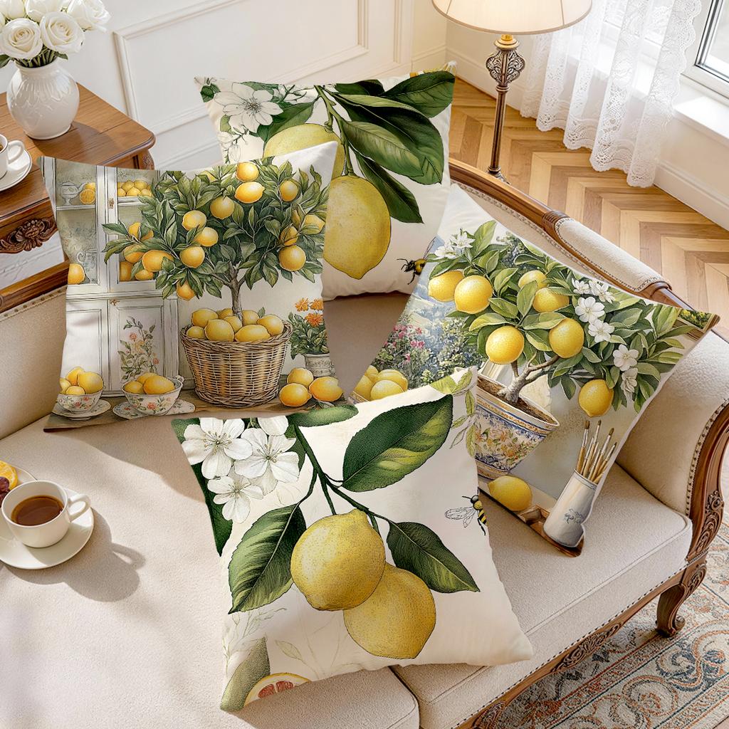 Federa Cuscino Limone Stile Vintage Poliestere Stampato 40/45/50cm Federa Cuscino da Lancio Cuscino Decorativo per Divano Federa Arredamento Casa