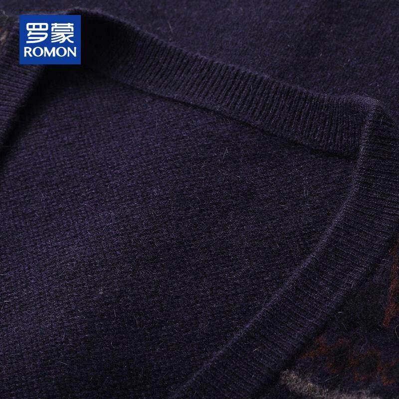 Romon Men's 100% Cashmere V-Neck Cardigan Vest
