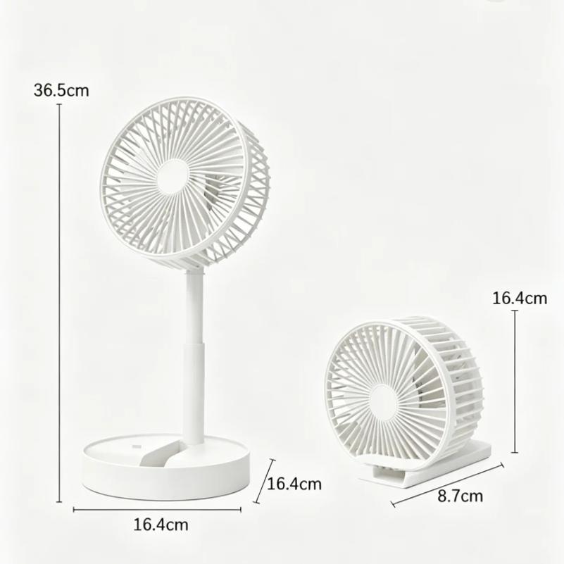 Foldable Retractable Mini Desk Fan USB Rechargeable Portable Small Electric Fan With Built In Phone Stand Storage Design For Off