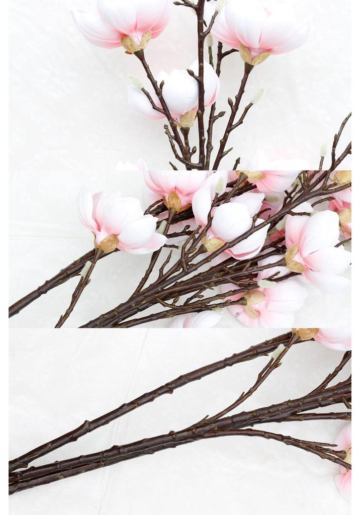 Handcrafted Magnolia Faux Floral Arrangement with 6 Blooms for Home & Hotel Decor