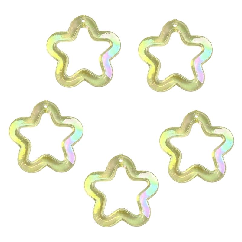 5Pieces 31mm Small Star Shape Pendant with Hole Crystal Star Loose Beads for Jewelry Making DIY Crfat Muitcolor Beads