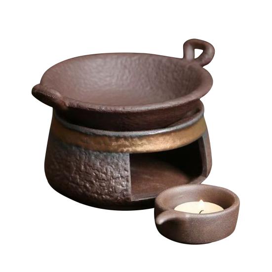 Ceramic Tea Warmer Candle Heating Stove with Pot Holder Aromatherapy Diffuser for Tea Warming Scent Release Home Office Meditation Decor