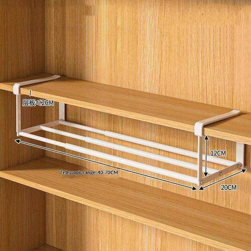Adjustable Expandable Closet Shelf Organizer No Drill Hanging Storage Rack For Wardrobe Kitchen A1
