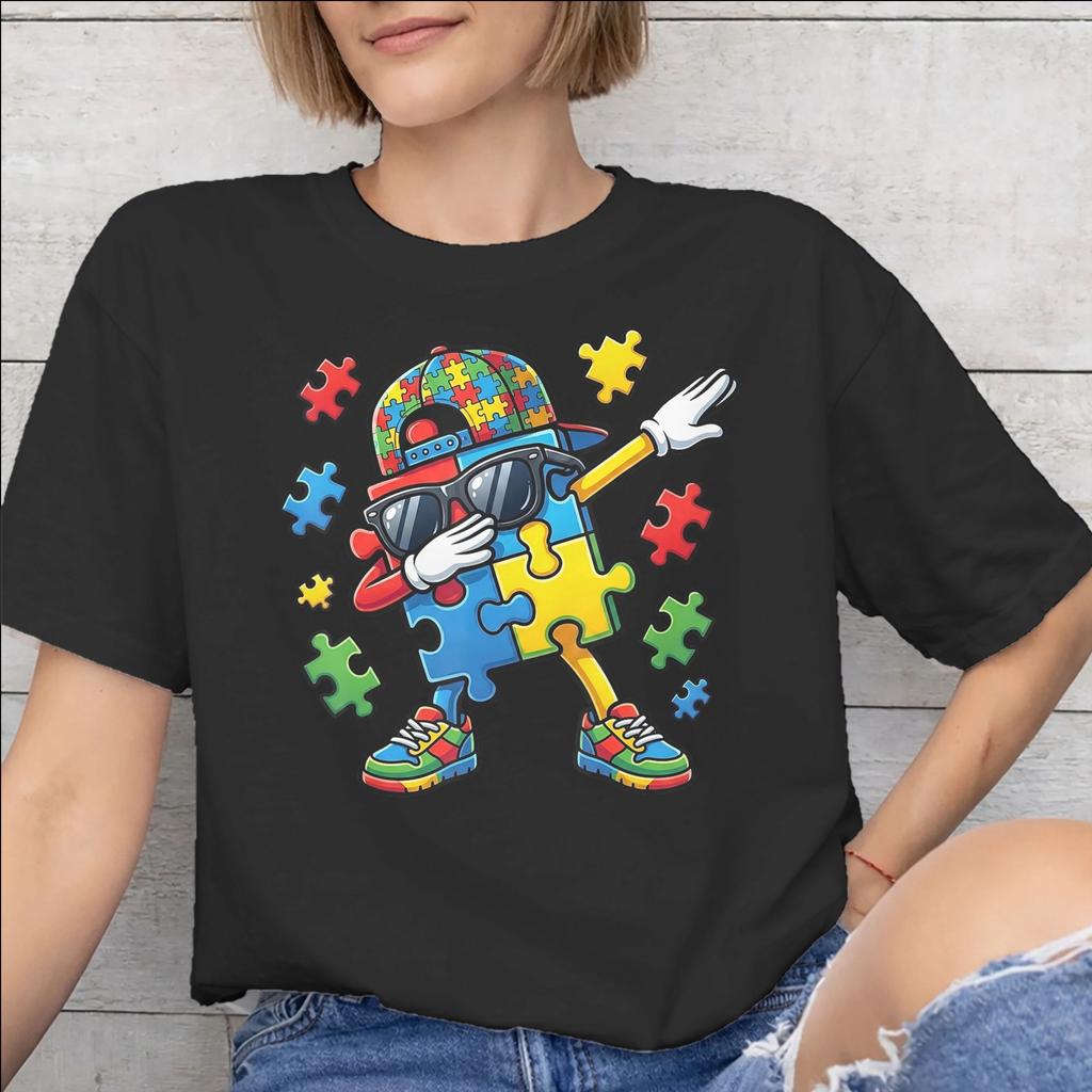 New Arrival Dabbing Puzzle Autism Awareness T Shirt for Men Women 100 Cotton Tshirts Short Sleeve Clothing