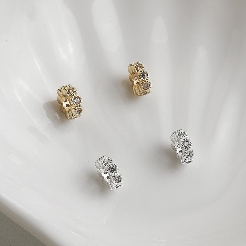 14K Gold Plated Zircon Crown Gear Necklace Beading Material for DIY Jewelry Accessories