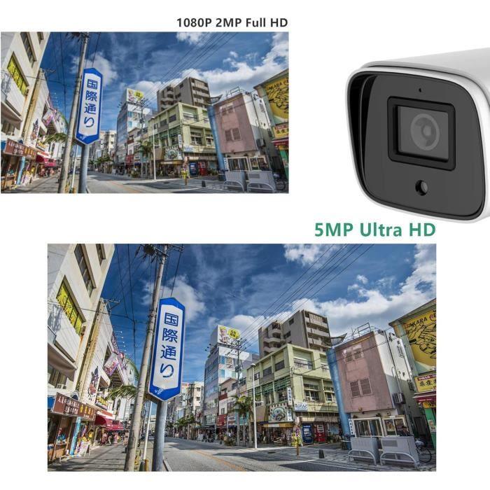 WiTi Caméra IP PoE 5MP Avec Microphone Audio,Objectif Grand Angle 2.8 mm,IP66