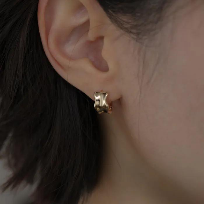 14k wide wave one touch earrings (1pair)