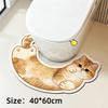 Splash Proof Decorative Floor Mat U-Shaped Curved Toilet Rug Cat Pattern Rug  Toilet Base
