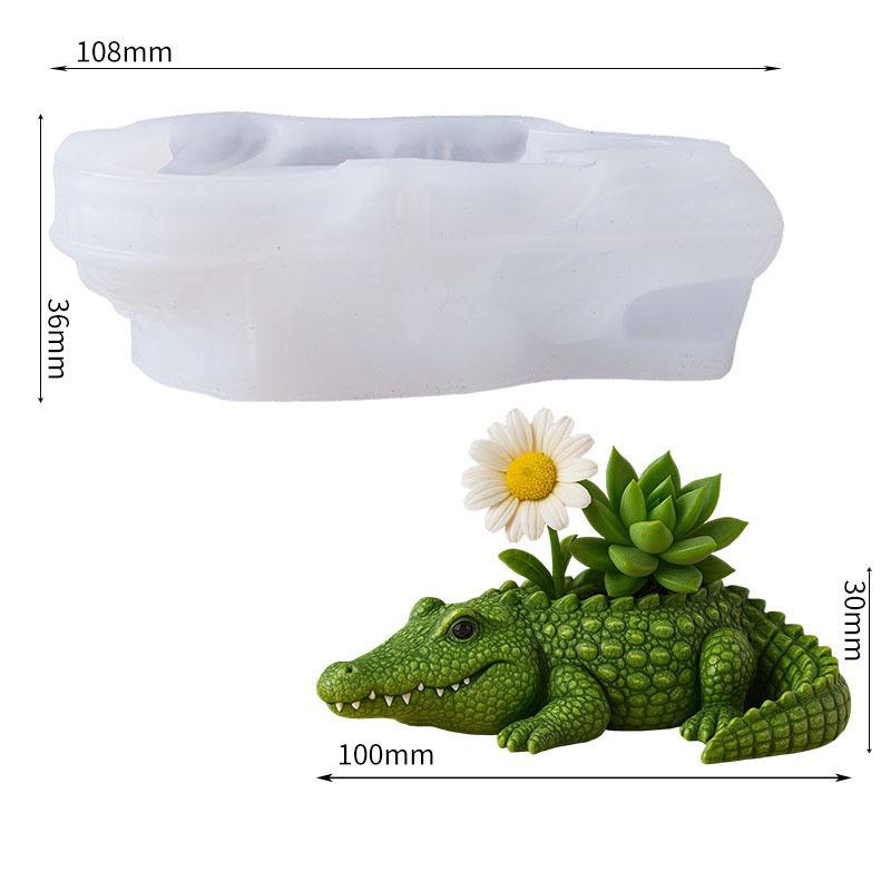 

3D Крокодил Ароматерапия Гипсовая Форма для Чашки DIY Капельная Форма для Хранения Горшок для Цветов Украшение Силиконовая Форма белый