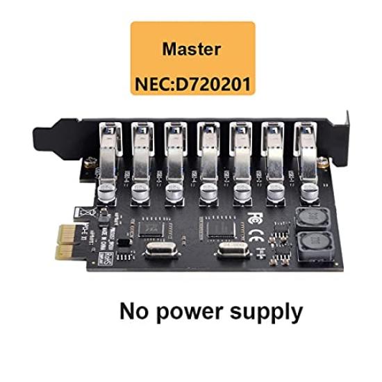 Cablecc 7 Port to HUB PCI Express Expansion Card Adapter 5Gbps for Motherboard PCI-E USB3.0