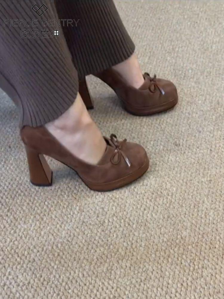 Høye hæler femininitet 2025 nye modeller ikke slitne føtter enkeltsko kvinners design nisje temperament