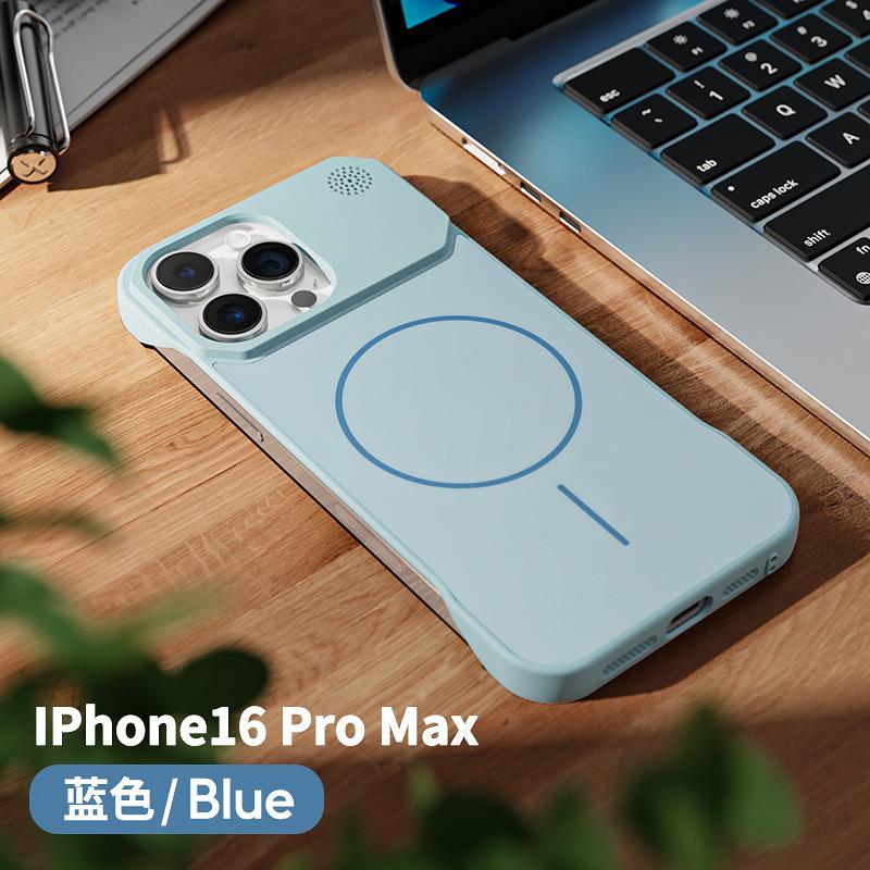 Applicable To Iphone16 Borderless Mobile Phone Case Apple 15 Aluminum Alloy Lens Samsung S25ultra Thin Ring Magnetic Attraction