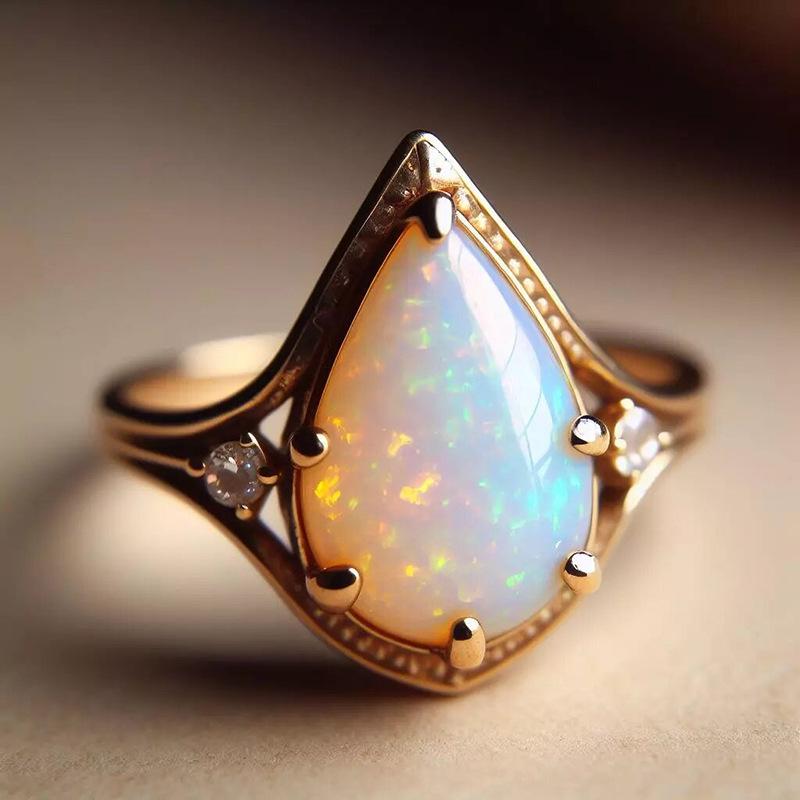 High End Shiny Temperament, Elegant Design, Jewelry Accessories, Droplet Shaped Australian Treasure Ring For Women