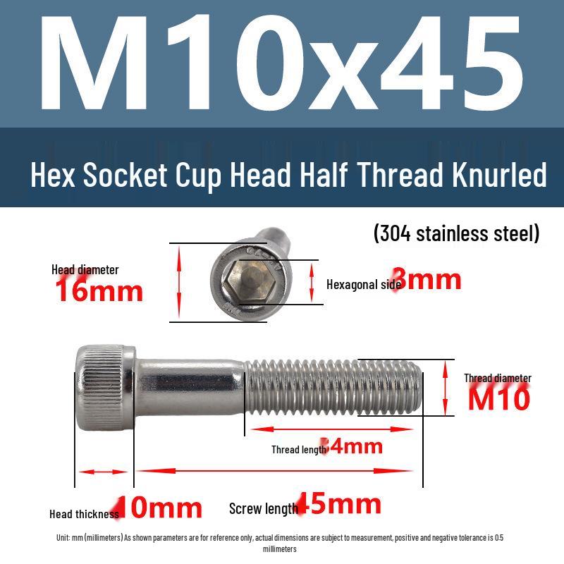 304 Stainless Steel Hex Socket Screws M4-M20, Cylindrical Head, Partial Thread Bolts