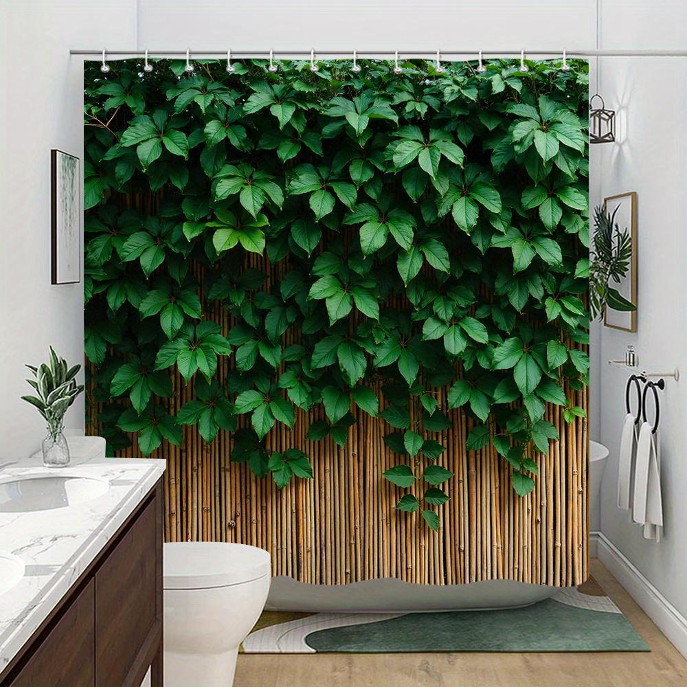 Nature's Embrace 3D Shower Curtain - Bamboo & Green Leaves Theme for Bathroom Decor, Adds Freshness and Serenity