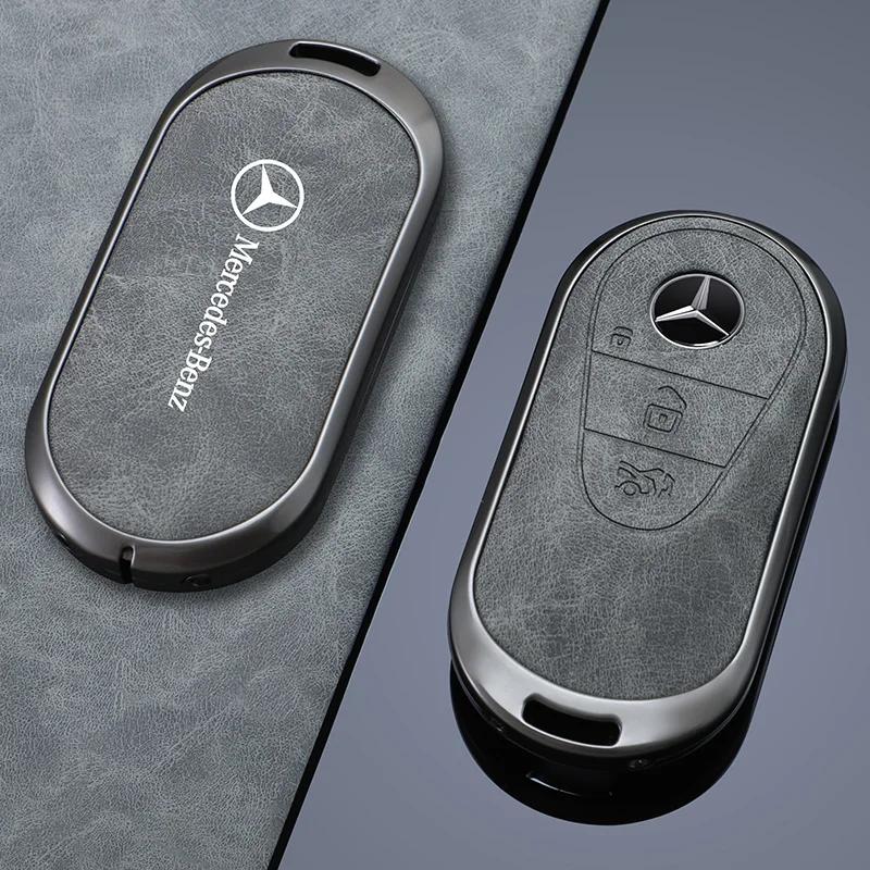 For Mercedes Benz C E S Class W223 W206 C260 C300 S400 S450 S500 Alloy Car Smart Remote Key Case Cover Leather Shell Fob Holder
