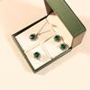 Emerald Flower Jewelry Set: Necklace, Earrings, and Ring In Stock