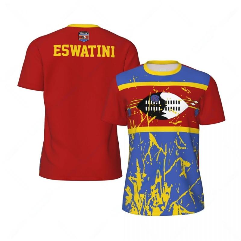 Eswatini Flag Graphic Mens Football Jersey Fashion National Emblem 3D Printed Sports T Shirt Casual Oversized Breathable Tees