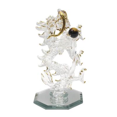Fourcart Clear Dragon, 11cm Long, Cute Handmade Glass Craft, Good Fortune, Rising Dragon, Small, CNSWK470