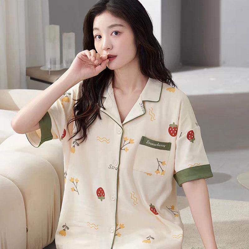 Cute Melody pajamas women's Japanese sweet cartoon style loungewear age-reducing girls cardigan short-sleeved set