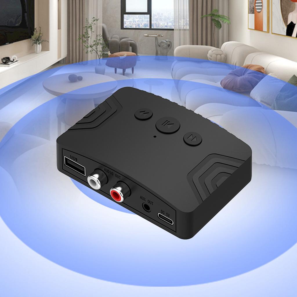 Wireless Audio Receiver Bluetooth 5.3 NFC Audio Adapter U Disk RCA 3.5mm AUX Jack Stereo Music Receiver Car Speaker