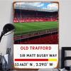 Old Trafford Stadium Metal Wall Art Manchester United Football Decor with Coordinates