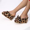 Fashion Brand Ladies Shoes 2025 Peep Toe Casual Slippers Women Fashion Leopard Print New Women's Butterfly-knot Platform Wedge Sandals