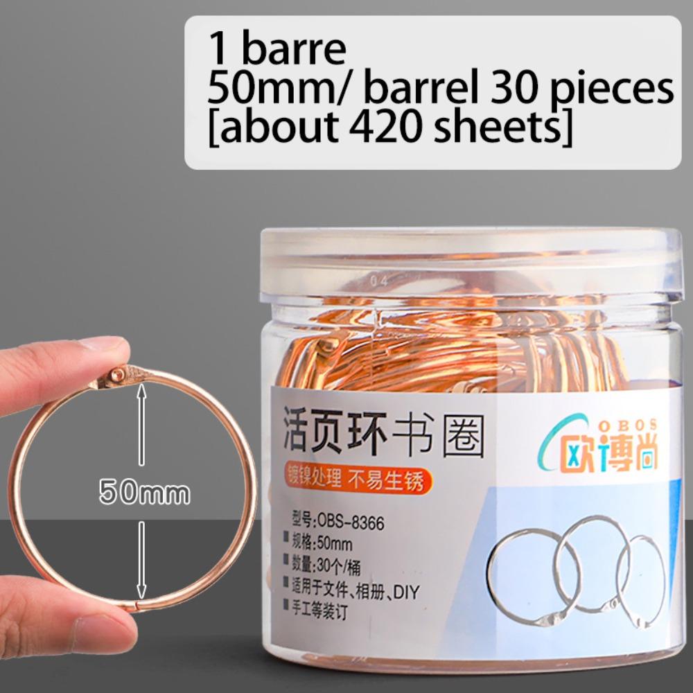 Golden Metal DIY Albums Loose-leaf Book Hoops Binding Clip Metal Binder Ring  Index Cards