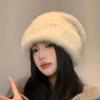 Thickened Rabbit Wool Hat In Autumn and Winter Sweet and Versatile Warm Hat Showing Face and Ear Protection Piles