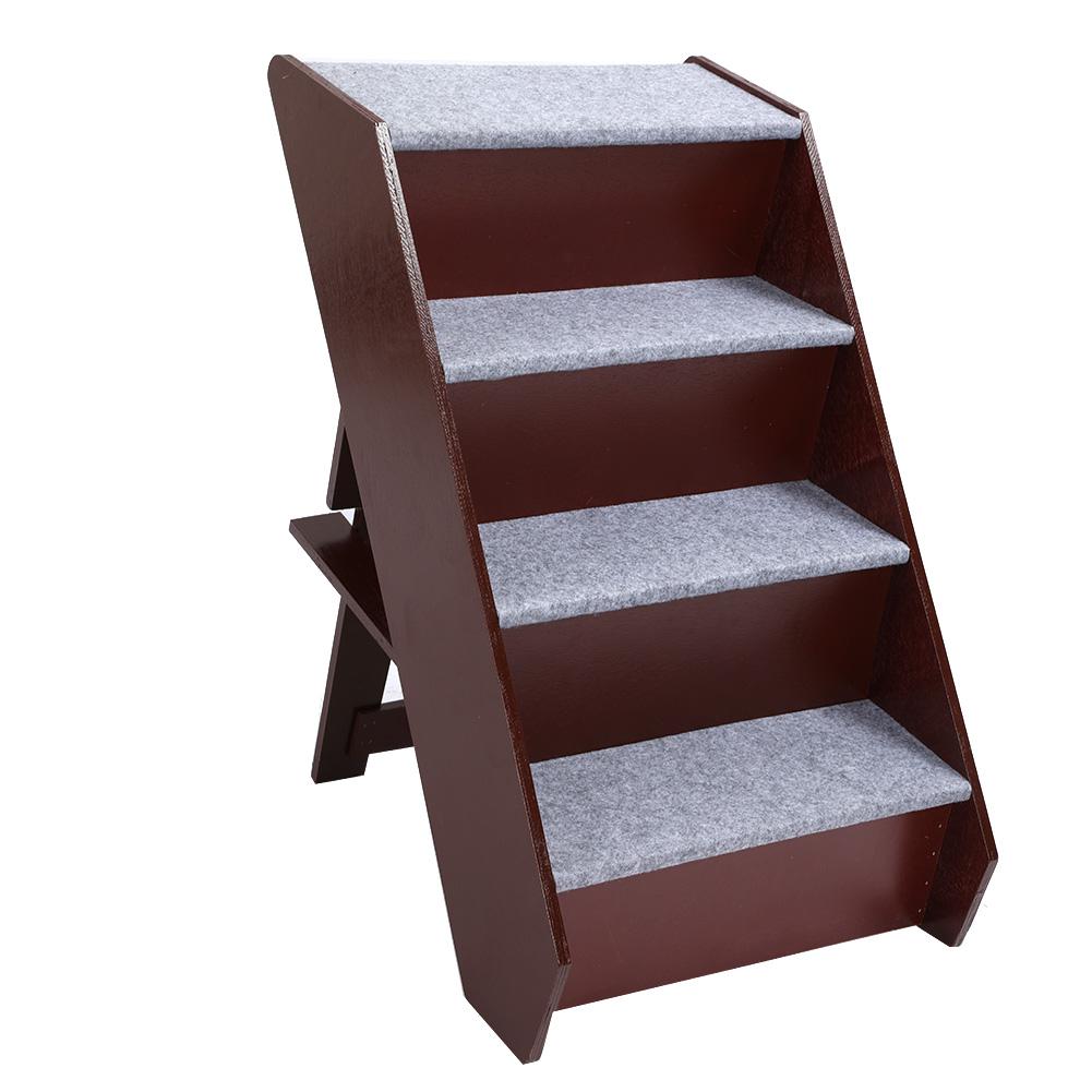 4 Levels Height Adjustable Pets Dog Stairs Ramp Ladder for High Bed